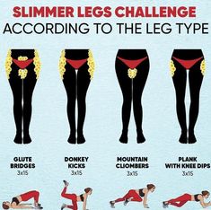 a poster showing how to do the same exercise for legs and butts as well as other exercises