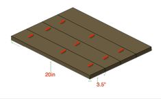 an image of a wooden floor with measurements for the top and bottom pieces on it