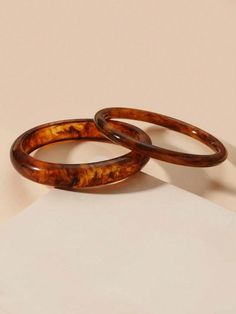 2pcs Vintage Resin Amber Pattern Acrylic Bangle Bracelets For Women, Fashion Brown Fashionable   PMMA     Women Fashion Jewelry, size features are:Bust: ,Length: ,Sleeve Length: Amber Jewelry Vintage, Resin Bangles, Vintage Bangles, Christmas Inspo, Tie Design, Watches Women Fashion, Amber Jewelry, Bandana Print, Bracelets For Women