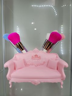 ✨ Add a touch of glamour to your vanity with our luxurious 3D-printed pink sofa brush holder! Designed to elegantly organize your favorite makeup brushes, this chic and vintage-inspired piece stands at 5" in height and 8" in length. The soft pink hue and delicate details, topped with the iconic Suki Glam® crown, make it a perfect addition to your vanity or home decor. 🎨🌸 💄 Perfect for makeup lovers who appreciate both functionality and style! This gorgeous holder will elevate your space while keeping your brushes easily accessible. 📏 Dimensions: Height: 5" Length: 8" ⚠️ IMPORTANT: 3D-printed items may display layer lines, which is part of the 3D printing process. We hand-finish each piece to remove as much as possible, but slight imperfections may occur due to the nature of 3D printing Rosa Sofa, Makeup Lovers, Pink Sofa, Beauty Organization, Favorite Makeup, Makeup Brush Holders, Pink Vibes, Makeup Organizer, Toiletry Storage