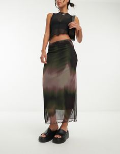 Nederdel fra ASOS DESIGN Looket til benene Lavtaljede Elastisk talje Bølget kantsyning Normal pasform Summer Midi Skirt Outfits, Skirts For Curvy Women, Reworked Skirt, Midi Rock Outfit, Midi Skirt Outfits, Mesh Midi Skirt, Low Waist Skirt, Midi Skirt Outfit, Rock Outfit