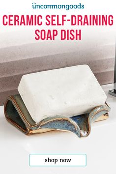 a soap dish sitting on top of a counter