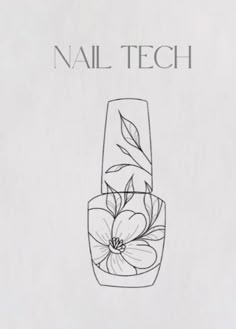 a drawing of a vase with flowers in it and the words nail tech above it