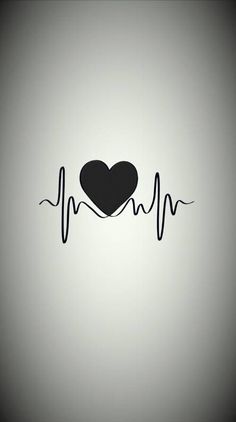 a heart and heartbeat with the word i love you written in black on a gray background