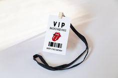 a lanyard with a barcode attached to it that says, vip realistic fake pass