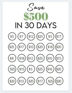 a poster with the words save $ 500 in 30 days