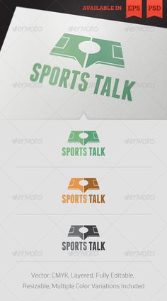 the sports talk logo is shown in three different colors