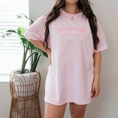 express your girlhood with our 'i'm literally just a girl' t-shirt. elevate your wardrobe with this coquette top, seamlessly blending chicness with a touch of humor. adding this charming pink bow tee to your ensemble infuses a playful and feminine aesthetic. step into nostalgia with this y2k and 2000s-inspired baby tee that captures the essence of the era- shop now! 🫧 SIZING * Unisex adult shirt, classic fit (Gildan 5000) * Available sizes: S -5XL (unisex size) * Refer to the size chart in the photos for details 🫧 MATERIALS * 100% Cotton 🫧 CARE * Machine wash cold, inside-out, gentle cycle with mild detergent and like colors * Tumble dry on a low cycle or hang to dry for best results 🫧 Print Method * DTG (direct-to-garment) printing 🫧 FAQ * What size should I order? The shirts run tru Pink Slogan T-shirt For Loungewear, Spring Y2k Relaxed Fit T-shirt, Y2k Style Relaxed Fit T-shirt For Spring, Spring Y2k Style Relaxed Fit T-shirt, Pre-shrunk Y2k Tops For Spring, Y2k Pre-shrunk T-shirt For Spring, Pink Y2k Style Relaxed Fit T-shirt, Pink Relaxed Fit T-shirt Y2k Style, Pink Relaxed Fit Y2k T-shirt