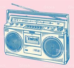 an old fashioned radio on a pink background with the words boombox written below it