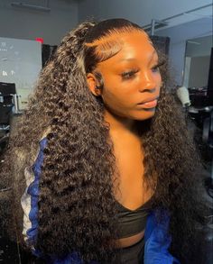 Curly Frontal Hairstyles For Black Women, Wet And Wave Wig Hairstyles, Half Up And Half Down Curly Hairstyles, Puffy Lace Front Wig, 13x4 Lace Front Wig Styles Curly, Deep Waves Hairstyle, Curly Frontal Wig Styles, Deep Wave Wig Ponytail