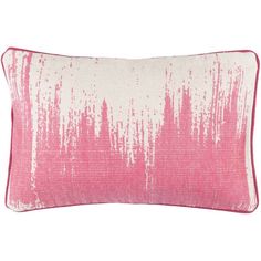 a pink and white pillow on a white background