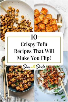 Collage of 4 crispy tofu recipes. Crispy Tofu Dinner, Amazing Tofu Recipes, Best Tofu Recipes Crispy, Hard Tofu Recipes, Crunchy Tofu Recipes, Crispy Tofu Recipes, Crunchy Tofu, Tofu Crispy