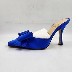 Nalebe Dimante Embellished High Heel Mules Women'S 7 Blue Pointed Square Toe Nalebe Dimante Embellished High Heel Mules Women's 7 Blue Pointed Square Toe Retail $730.00 Elevate Your Shoe Collection With These Stunning Nalebe Slide Sandals. The Blue Satin Upper Is Adorned With Beautiful Stone Accents, Adding A Touch Of Modern Glamour To Your Outfit. The Slip-On Design And Comfortable Leather Insole Make Them Perfect For Any Occasion, From Casual Outings To Cocktail Parties. The Pointed Squar Mules Women, High Heel Mules, Heel Mules, Cocktail Parties, Blue Satin, Shoes Shoes, Slide Sandals, Shoe Collection, High Heel