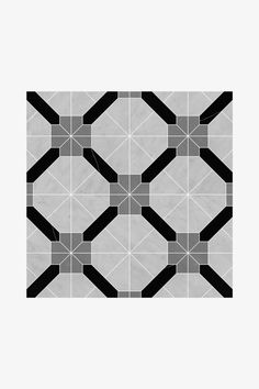 a black and white geometric pattern with lines in the middle, on a gray background