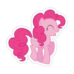 a pink pony with long hair sitting on top of it's back legs and eyes closed