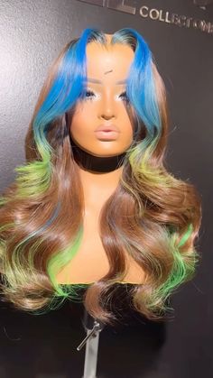 @ lilbit_collections Black Wig With Colorful Highlights, Wig Color Combination, Creative Wig Styles, Dyed Wigs For Black Women, Wig Hair Colors, Lilbit Collections, Colored Wigs For Black Women, Custom Color Wigs, Pretty Wig