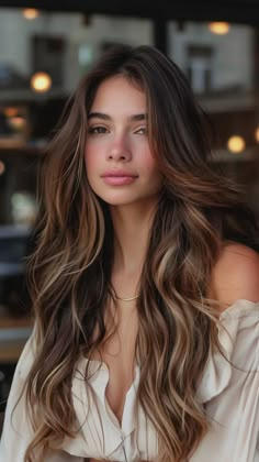 Long Brown Hair With Balayage, Sunkissed Hair Brunette Sun Kissed Natural Subtle Highlights, Natural Brunette Highlights, Sunkissed Hair Brunette Dark, Cool Tone Brunette, Hair For Pale Skin, Sunkissed Brunette Hair, Sunkissed Brunette, Summer Hair Inspiration