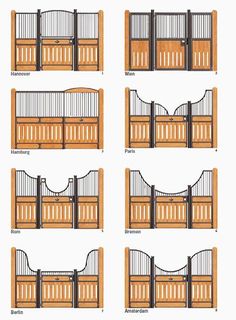 the different types of fences and gates in various styles, sizes and colors are shown