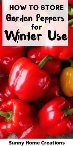 red peppers and yellow peppers with text overlay how to store garden peppers for winter use