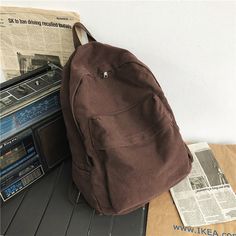 BACK TO SCHOOL Vintage Casual Backpack Women Travel Bag Vintage High Capacity Solid Women's Backpack Girls Men Canvas Student Zipper School Bag Details Show Angle Show [23y 7m 19d] Grunge Backpack, Backpacks For High School, Random Accessories, Brown Backpack, Aesthetic Backpack, Women Backpack Travel, Brown Backpacks, Back To School Backpacks, Women's Backpack