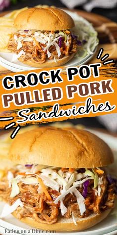 crock pot pulled pork sandwiches with coleslaw slaw