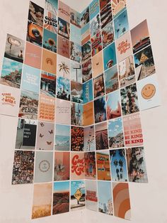 a collage of photos with words and pictures on them in the shape of a triangle