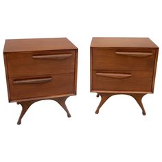 pair of mid century modern walnut nightstands