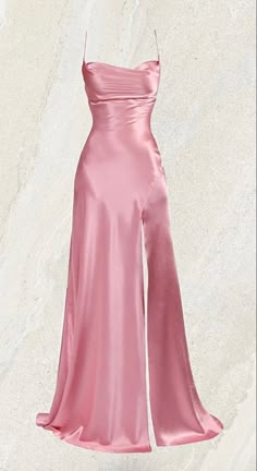 Pink Satin Prom Dress, Pink Spaghetti, Outfits Night Out, Mermaid Pink, Satin Prom Dresses, Outfits Simple