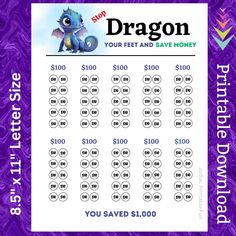 the dragon reward card for $ 1, 000 is shown in purple and blue colors