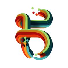 the letter e is made up of multicolored lines and dots on a white background