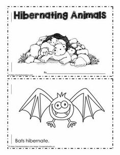 an animal coloring book with two different animals and the words, hibernating animals