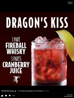 a poster advertising a fireball whiskey and cranberry juice