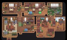 Farmhouse Decor Stardew Valley, Stardew Valley House Interior Abigail, Stardew Cottagecore House, Stardew Interior Ideas, Stardew Decoration House, Stardew Valley House Design Ideas, Stardew Farmhouse Design, Stardew Home Layout, Stardew Valley House Interior Elliott