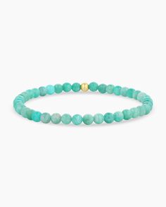 Elevate your everyday stack with the Carter Gemstone Bracelet. Featuring genuine blue amazonite, this gemstone bracelet adds a subtle pop of color to your look. We love wearing ours solo or styling it with a dainty link bracelet. Carter Gemstone Bracelet in 18k Gold/Blue Amazonite, Women's by gorjana Everyday Turquoise Stackable Stretch Bracelet, Amazonite Beaded Bracelets For Everyday, Turquoise Amazonite Gemstone Beads Bracelets, Turquoise Amazonite Gemstone Beads Bracelet, Amazonite Gemstone Beads Bracelet For Everyday, Elegant Amazonite Bracelets As A Gift, Elegant Amazonite Bracelet For Healing, Elegant Blue Amazonite Bracelets, Everyday Amazonite Gemstone Beads Bracelet