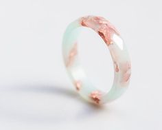 Pastel Mint Resin Ring Rose Gold Flakes Small Faceted Ring Jewellery Photoshoot, Ring Rosegold, Pastel Mint, Kay Jewelers, Ring Rose Gold, Gold Flakes