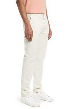 A casual alternative to business-only flat-front styles, these pants are made from comfortable stretch-cotton and tailored in a versatile straight-leg profile. 34" inseam; 14" leg opening 98% cotton, 2% elastane Machine wash, line dry Made in Portugal Casual Straight Silhouette Bottoms For Spring, Fitted Cotton Pants With Five Pockets, Fitted Cotton Bottoms With Straight Hem, Straight Silhouette Cotton Bottoms For Workwear, Cotton Straight Silhouette Bottoms For Work, Cotton Bottoms With Straight Silhouette For Work, Fitted Chino Cotton Twill Bottoms With Straight Hem, Fitted Chino Cotton Twill Pants For Business Casual, Formal Chino Cotton Twill Pants For Spring