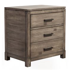 a wooden dresser with three drawers on one side