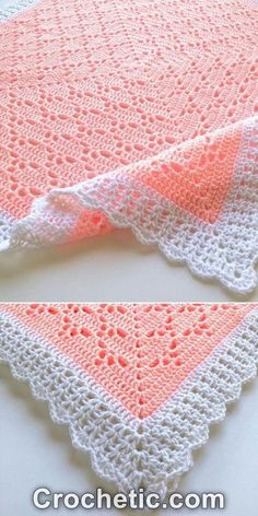 crocheted doily with an orange and white triangle on it, next to another piece of yarn