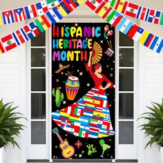 PRICES MAY VARY. You will receive: our Hispanic Heritage Month Decorations includes 1pc Hispanic Heritage Month door cover and 1pc latin american flags, the size of each small flag is 12*8 inch, unfolded to be able to decorate a large area; the size of our door banner is 70.8*35.4 inch, enough to be used in the Hispanic Heritage Month Attractive design: The design of our Spanish classroom decorations is very attractive, the door cover is printed with the slogan “HISPANIC HERITAGE MONTH”, and the Mexico Themed Classroom, Hispanic Heritage Month Classroom Door, Hispanic Heritage Month Decorations, Latin Heritage Month, Latin American Flags, Hispanic Heritage Month Bulletin Board, Month Decorations, Hispanic Heritage Month Crafts, Classroom Christmas Crafts