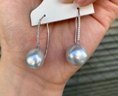 refer video for details Silver Pear-shaped Diamond Pearl Earrings, Silver Round Tahitian Pearl Earrings, Silver Tahitian Pearl Round Earrings, Silver Tahitian Pearl Earrings For Wedding, South Seas, Blue Pearl, Diamond Hoop Earrings, Blue Sea, Etsy Earrings