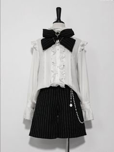 Angelcore Clothes Male, Blouse Corset, Style Types, Ribbon Brooch, Corset Blouse