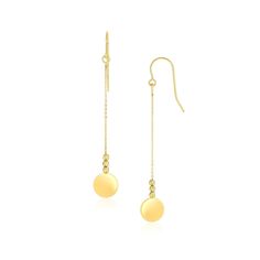 Buy LOVCIA Luxury 14k Yellow Gold Dangling Chain Earrings with Diamond Cut Beads and Shiny Discs Gold Chain Earrings, French Wire, Yellow Gold Chain, Jewelry Business, Chain Earrings, Diamond Cut, Gold Beads, Personalized Jewelry, Gold Chains