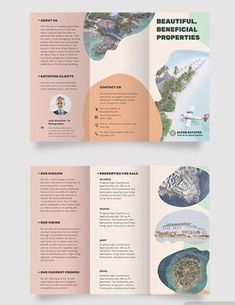 two fold brochure with an image of the ocean and landforms on it