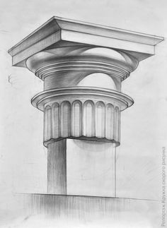 a pencil drawing of an architectural column