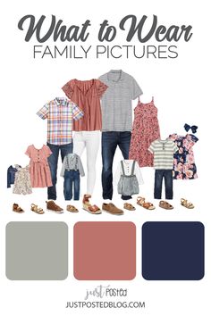 what to wear family pictures with the text, what to wear family pictures in different colors