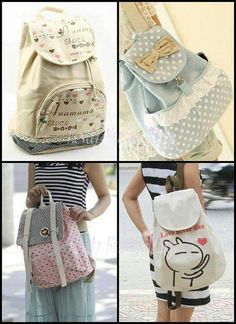 AWWWW I wish I had a backpack like this! They are super duper cute!!! Korean fashion Hankie Couture, Dog Coat, Warm Sweater, Cute Backpacks, Ulzzang Fashion, Kawaii Clothes, Cute Bags, Girls Dpz, Black Tights