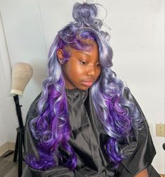 Cute Wigs With Black And Peekaboo Lavender, Purple Hair Lace Wig, Purple And Black Lace Front Wig, Pink And Purple Wig Install, Lavender Purple Lace Front Wig, Teenage Hairstyles, Glamour Hair, Cute Braided Hairstyles