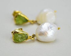 Peridot Earrings Peridot Gold Dangle Earrings bridesmaid | Etsy Green Gemstone Bridal Earrings For Wedding, Green Teardrop Pearl Earrings For Wedding, Gold Gemstone Pearl Earrings For Wedding, Teardrop Peridot Jewelry For Anniversary, Elegant Lime Green Earrings For Formal Occasions, Elegant Lime Green Earrings For Formal Events, Green Drop Pearl Earrings For Wedding, Green Drop Earrings For Bridal Gift, Green Pearl Drop Jewelry For Wedding