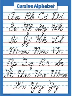 the cursive alphabet is shown in this handwritten handwriting book, which shows how to