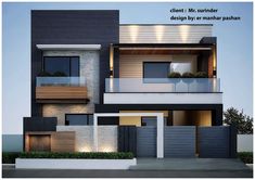 an architectural rendering of a modern house